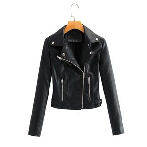 Zip Up Vegan Leather Moto Jacket motorcycle black